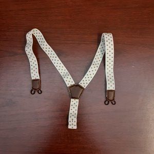 White & Brown with Gold polka dot Suspenders